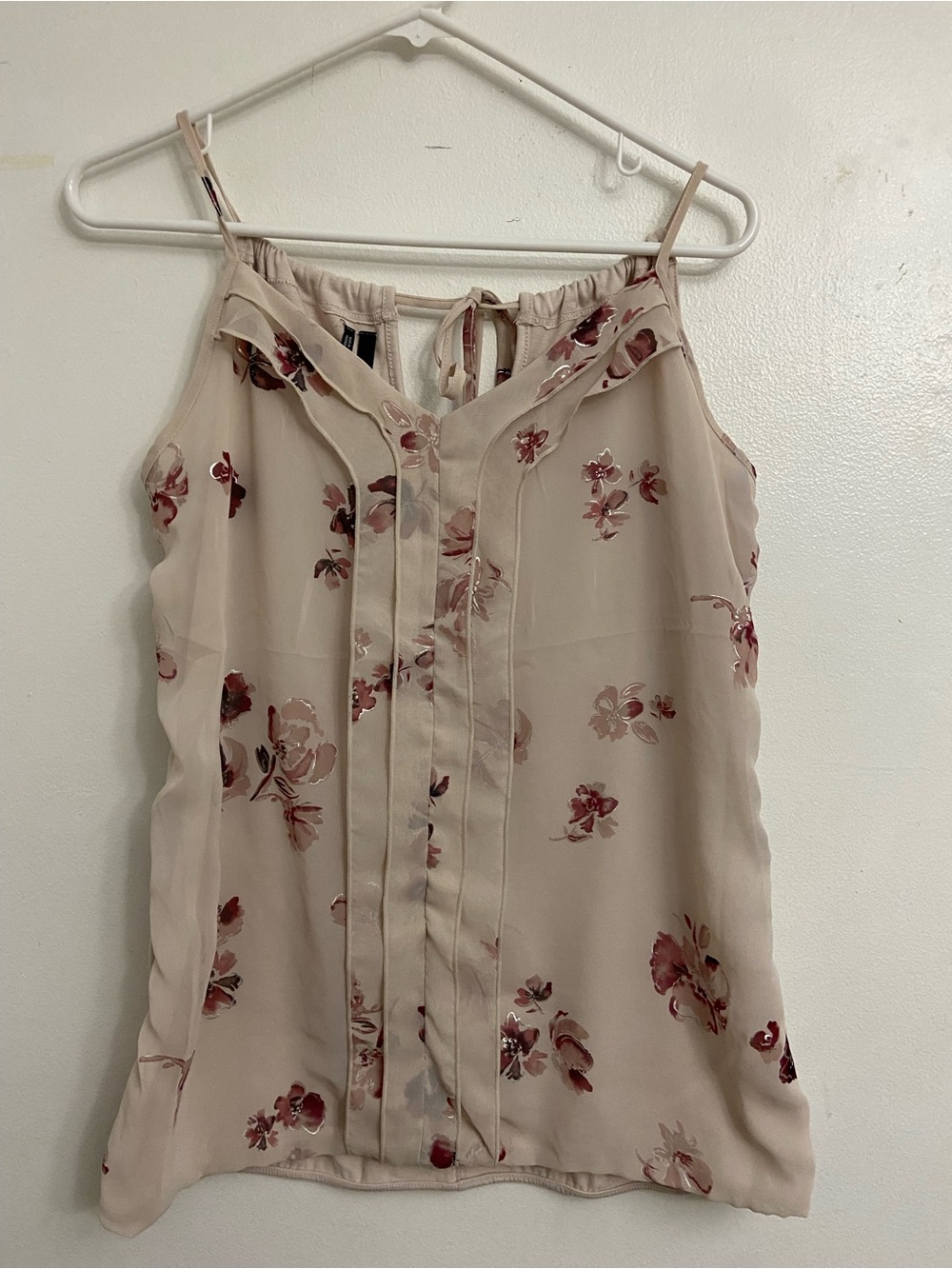 Maurices Blush Floral Tie-Back Spaghetti Strap Camisole
